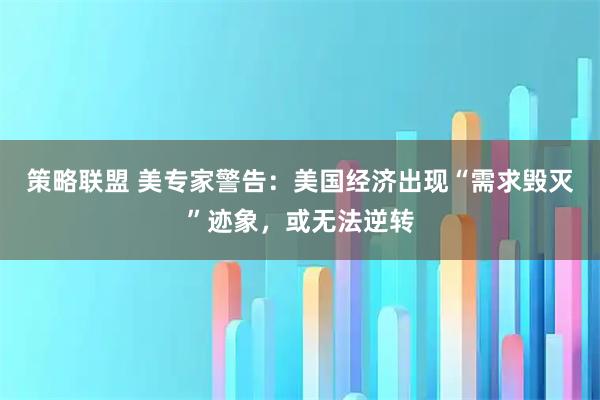 策略联盟 美专家警告：美国经济出现“需求毁灭”迹象，或无法逆转