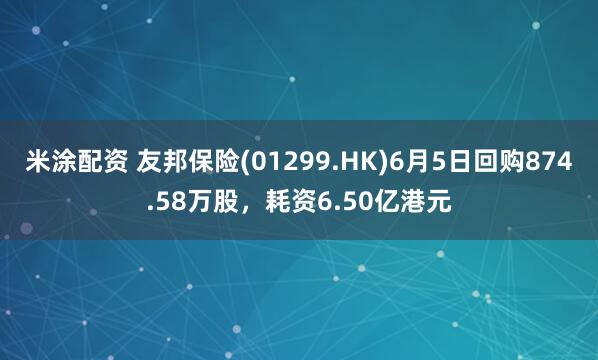 米涂配资 友邦保险(01299.HK)6月5日回购874.58万股，耗资6.50亿港元