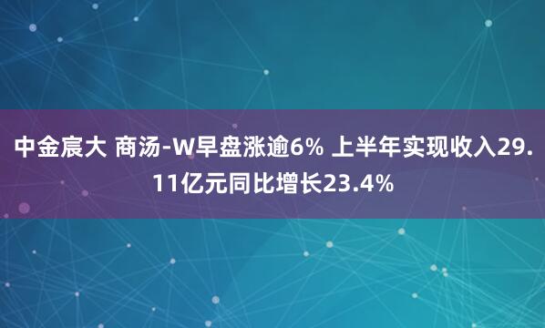 中金宸大 商汤-W早盘涨逾6% 上半年实现收入29.11亿元同比增长23.4%